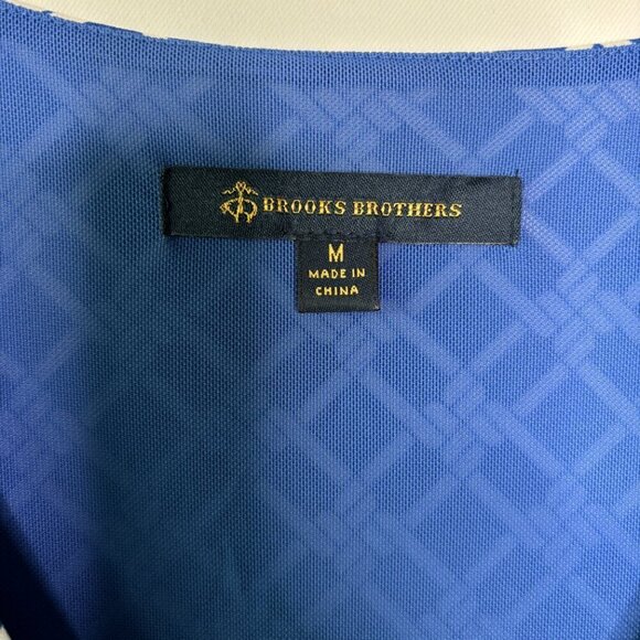 Brooks Brothers Women's Blue White Knee Length Faux Wrap Midi Dress Size Medium - Picture 6 of 11